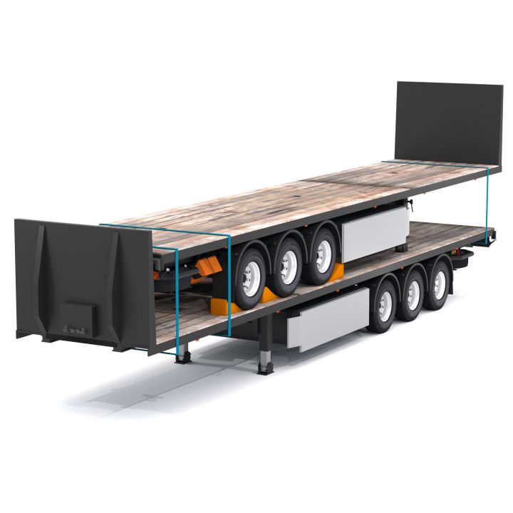 Flatbed Trailer with Trailer 3d models