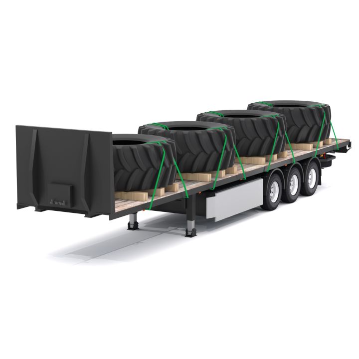 Flatbed trailer with Tyres 3d models