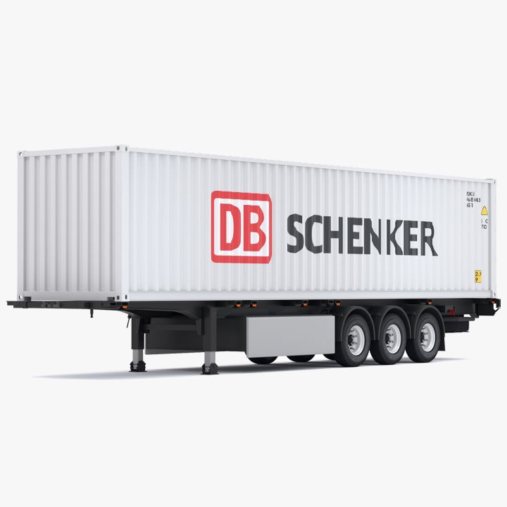 Chassis Semi Trailer with DB Schenker Shipping Container 3d models