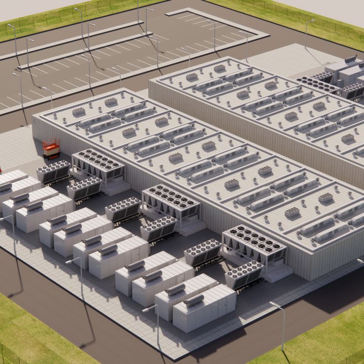 Data Center Area with Server 3d models